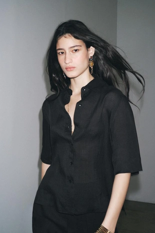 Рубашка из смесовой ткани рами ZW- Заказать в России