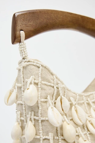 Тканевая сумка-мешок с бусинами- Заказать в России