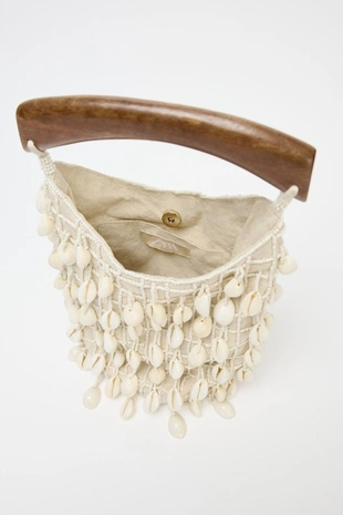 Тканевая сумка-мешок с бусинами- Заказать в России