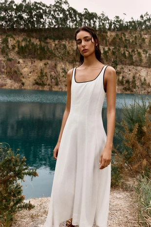 Платье миди с контрастной отделкой- Заказать в России