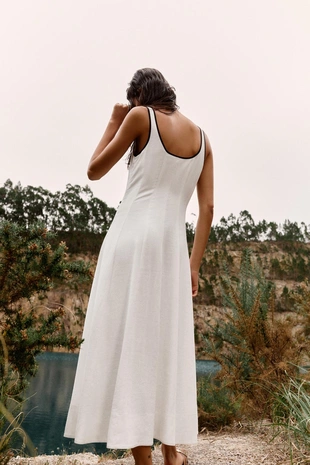 Платье миди с контрастной отделкой- Заказать в России