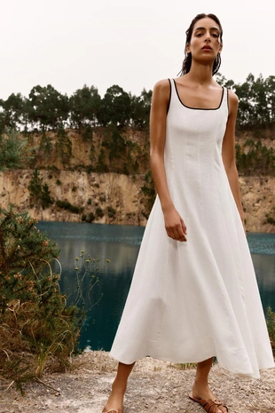 Платье миди с контрастной отделкой- Заказать в России