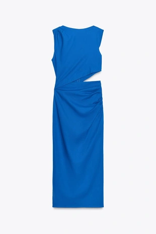 Платье миди из льна с вырезами- Заказать в России