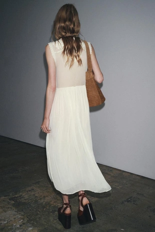 Комбинированное платье с вышивкой — ZW COLLECTION- Заказать в России