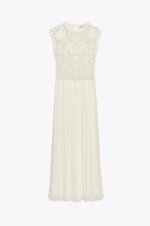 Комбинированное платье с вышивкой — ZW COLLECTION- Заказать в России