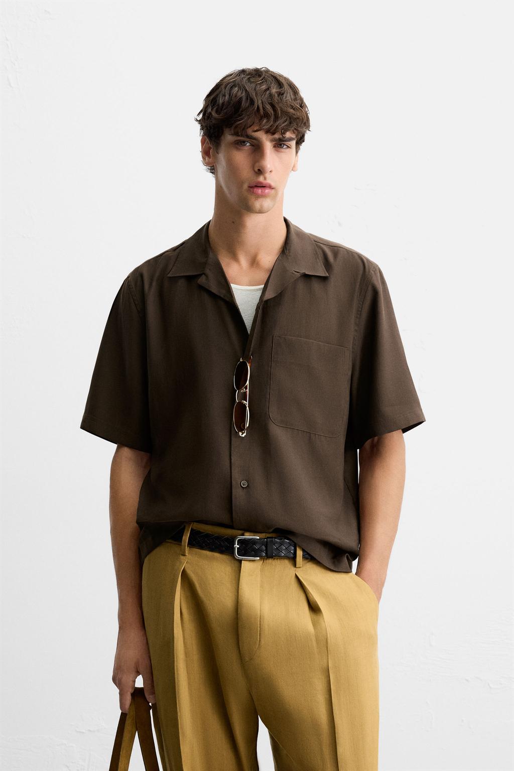 РУБАШКА RELAXED FIT ИЗ СТРУЯЩЕЙСЯ ТКАНИ