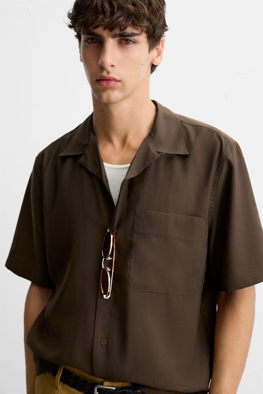 РУБАШКА RELAXED FIT ИЗ СТРУЯЩЕЙСЯ ТКАНИ