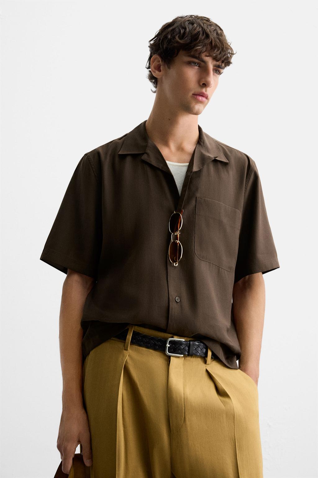 РУБАШКА RELAXED FIT ИЗ СТРУЯЩЕЙСЯ ТКАНИ
