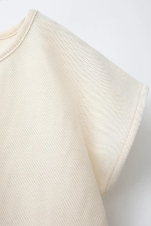 Ecru | 5767/527/712 - Zara Футболка пиKе с волнистой тесьмой