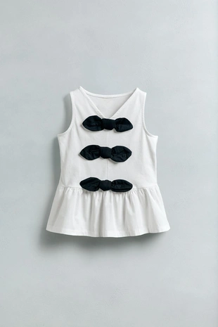 Комбинированная футболка с бантами- Заказать в России