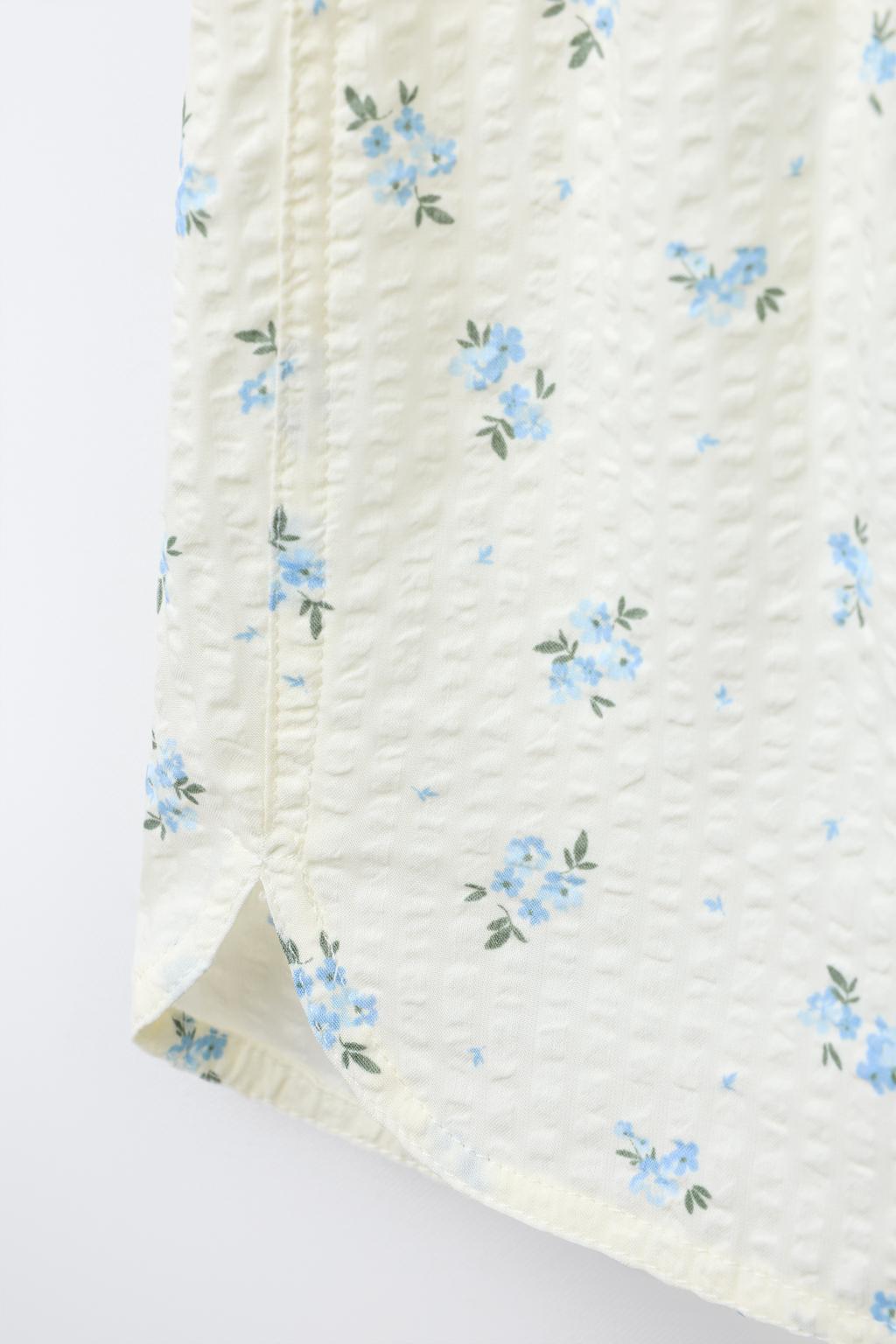 AGES 6-14/ SEERSUCKER FLORAL SHIRT AND BERMUDA PYJAMAS