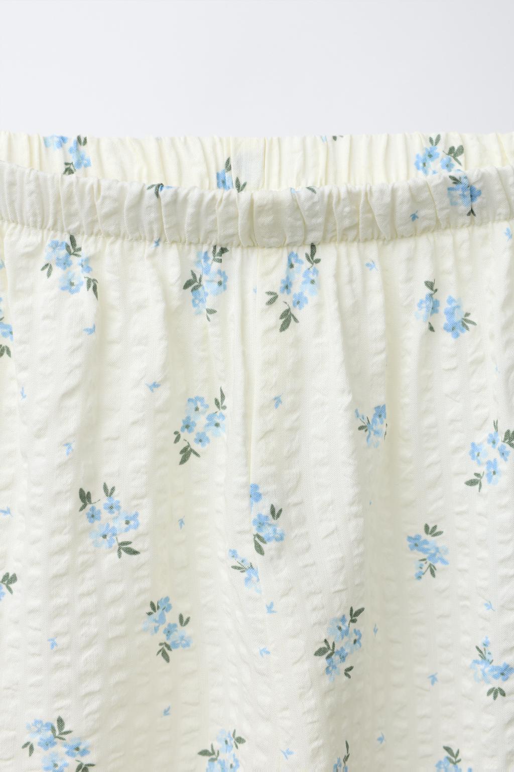 AGES 6-14/ SEERSUCKER FLORAL SHIRT AND BERMUDA PYJAMAS