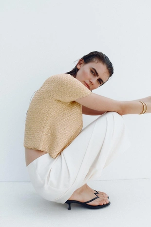 Вязаная куртка с пайетками- Заказать в России