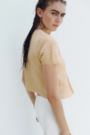 Вязаная куртка с пайетками- Заказать в России