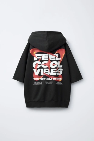 Худи с капюшоном, эффектом потертости и звездой- Заказать в России