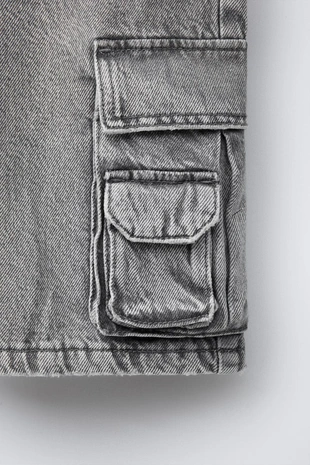 Широкие джинсовые шорты-бермуды карго- Заказать в России