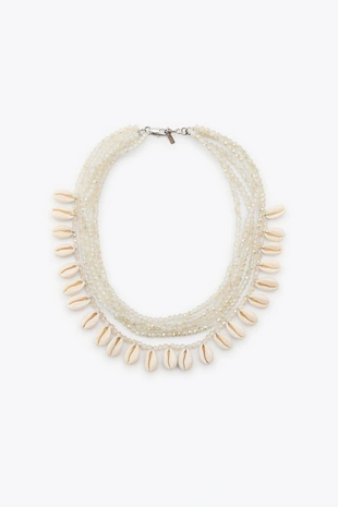 Ожерелье с ракушками и блестками- Заказать в России