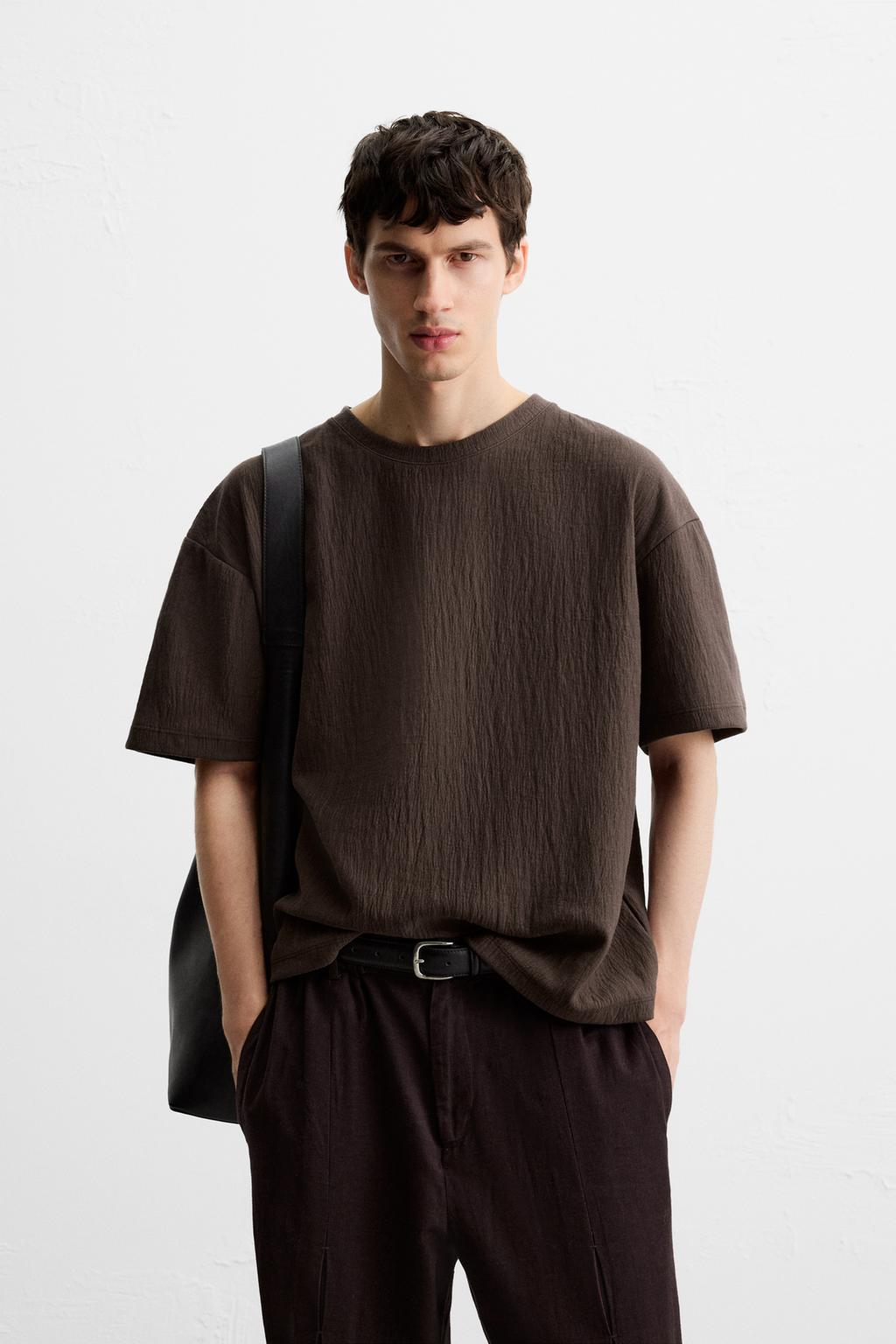 ФУТБОЛКА RELAXED FIT ИЗ РЕЛЬЕФНОЙ ТКАНИ