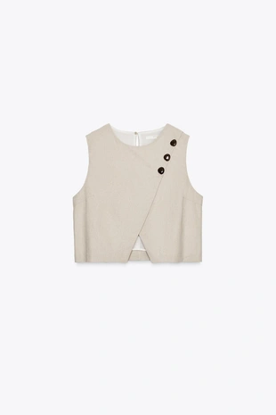 Короткий топ из льна на запáхе- Заказать в России