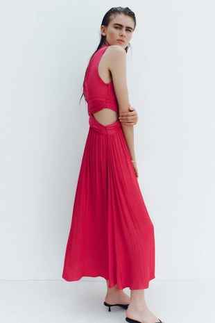 Атласное платье миди с вырезами- Заказать в России