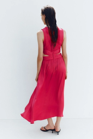 Атласное платье миди с вырезами- Заказать в России