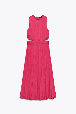 Атласное платье миди с вырезами- Заказать в России