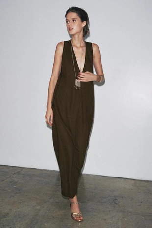 Платье миди из смесового льна — ZW COLLECTION- Заказать в России