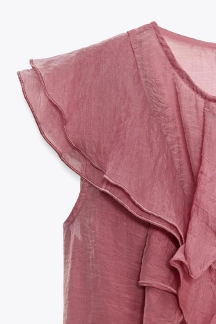 Полупрозрачный топ с воланами- Заказать в России