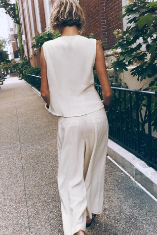 Льняной жилет внахлест- Заказать в России