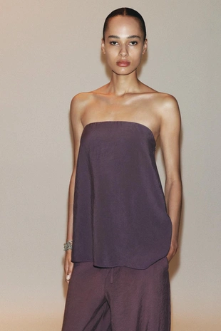 Топ из струящейся ткани без бретелей- Заказать в России