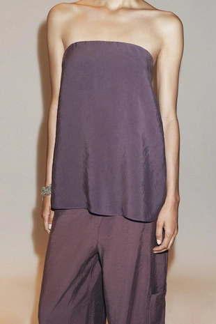 Топ из струящейся ткани без бретелей- Заказать в России