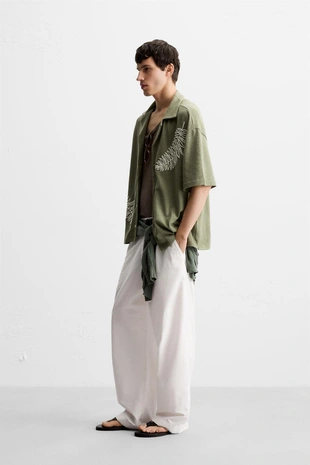 Рубашка с вышивкой и бусинами- Заказать в России