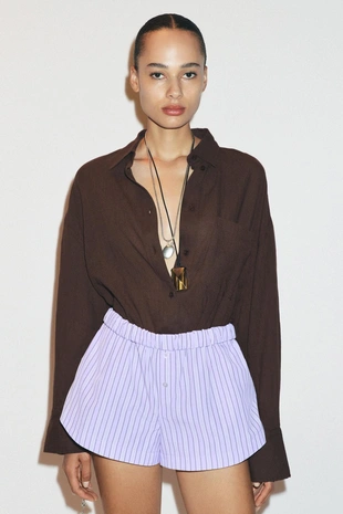 Мини-шорты с отворотом на талии- Заказать в России