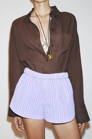 Мини-шорты с отворотом на талии- Заказать в России