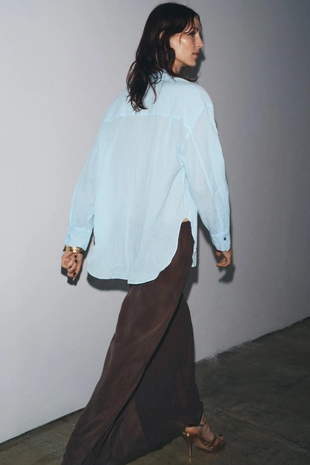 Рубашка из жатой ткани с пуговицами — ZW COLLECTION- Заказать в России