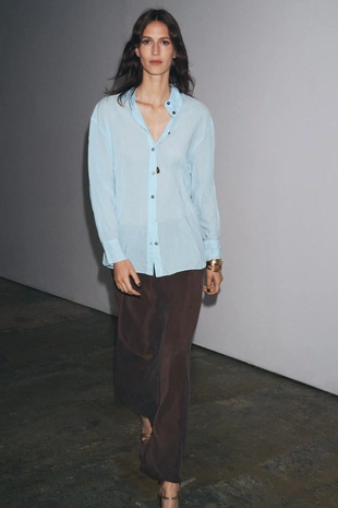 Рубашка из жатой ткани с пуговицами — ZW COLLECTION- Заказать в России