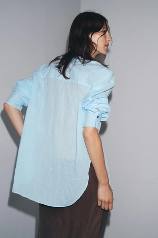 Рубашка из жатой ткани с пуговицами — ZW COLLECTION- Заказать в России