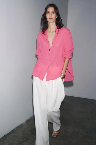 Рубашка из жатой ткани с пуговицами — ZW COLLECTION- Заказать в России