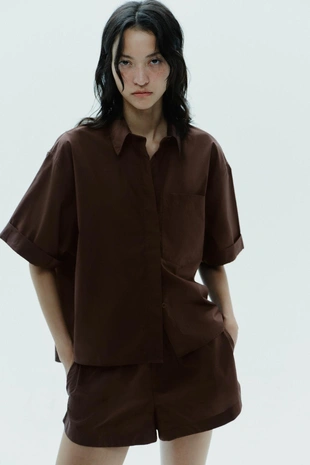 Рубашка из поплина с карманом- Заказать в России