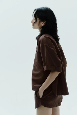 Рубашка из поплина с карманом- Заказать в России