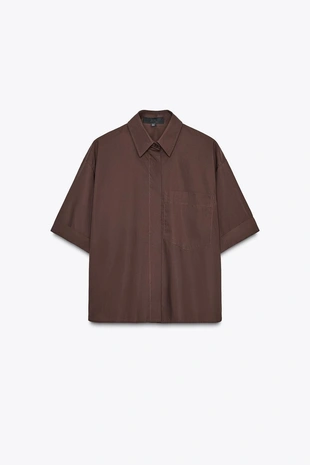 Рубашка из поплина с карманом- Заказать в России