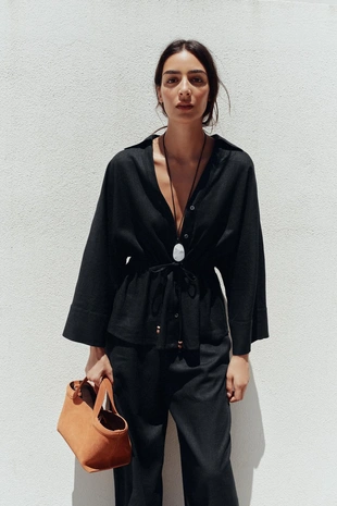 Рубашка сафари из льна- Заказать в России