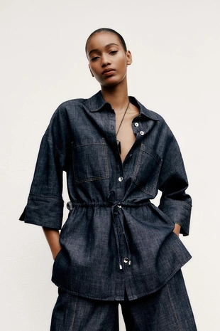 Рубашка сафари из льна- Заказать в России