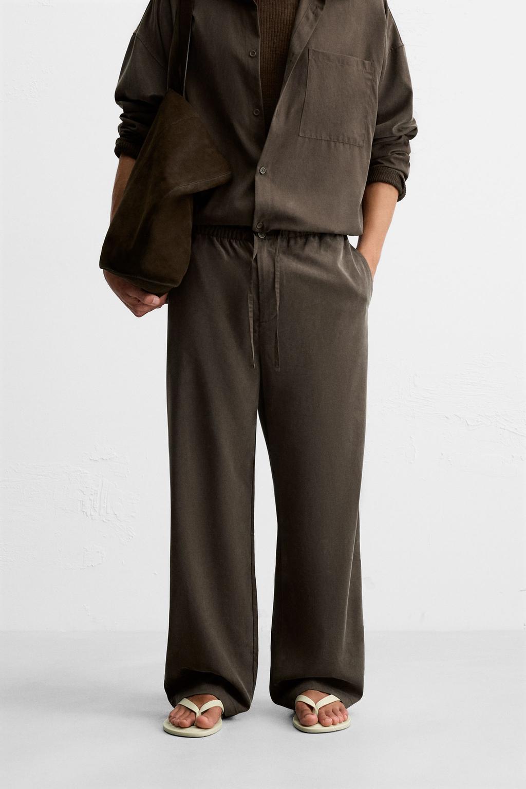 БРЮКИ RELAXED FIT ИЗ СТРУЯЩЕЙСЯ ТКАНИ