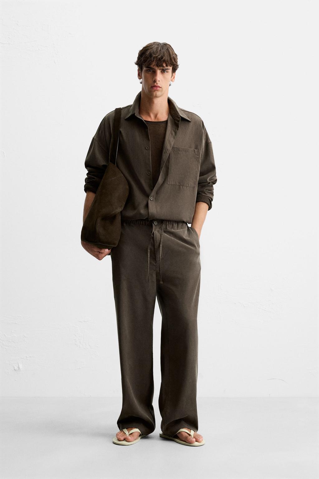 БРЮКИ RELAXED FIT ИЗ СТРУЯЩЕЙСЯ ТКАНИ
