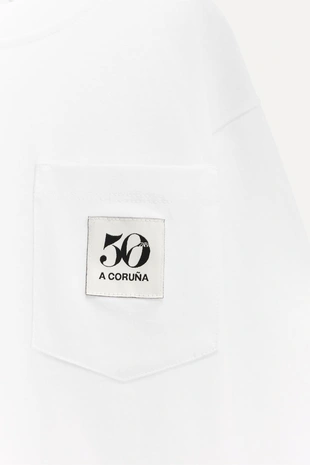 White | 6085/609/250 - Zara 6–14 лет / футболка с карманом и нашивкой 50TH ANNIVERSARY