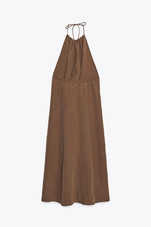 Платье из струящейся ткани с горловиной халтер и открытой спиной- Заказать в России