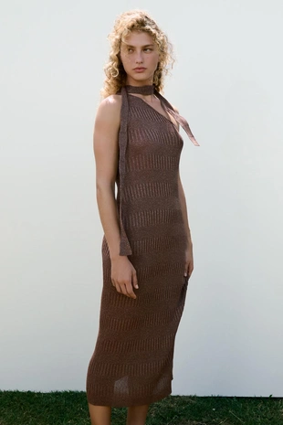 Платье миди асимметричного кроя с платком- Заказать в России