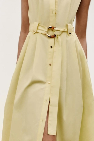 Платье-миди из поплина с поясом- Заказать в России