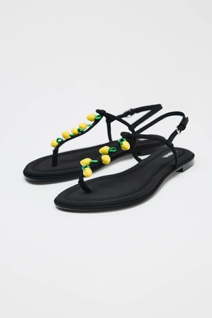 Сандалии с ремешком и бисером- Заказать в России